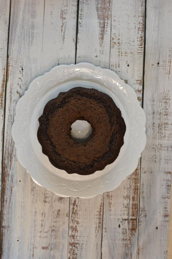 chocolate cake on a plate.