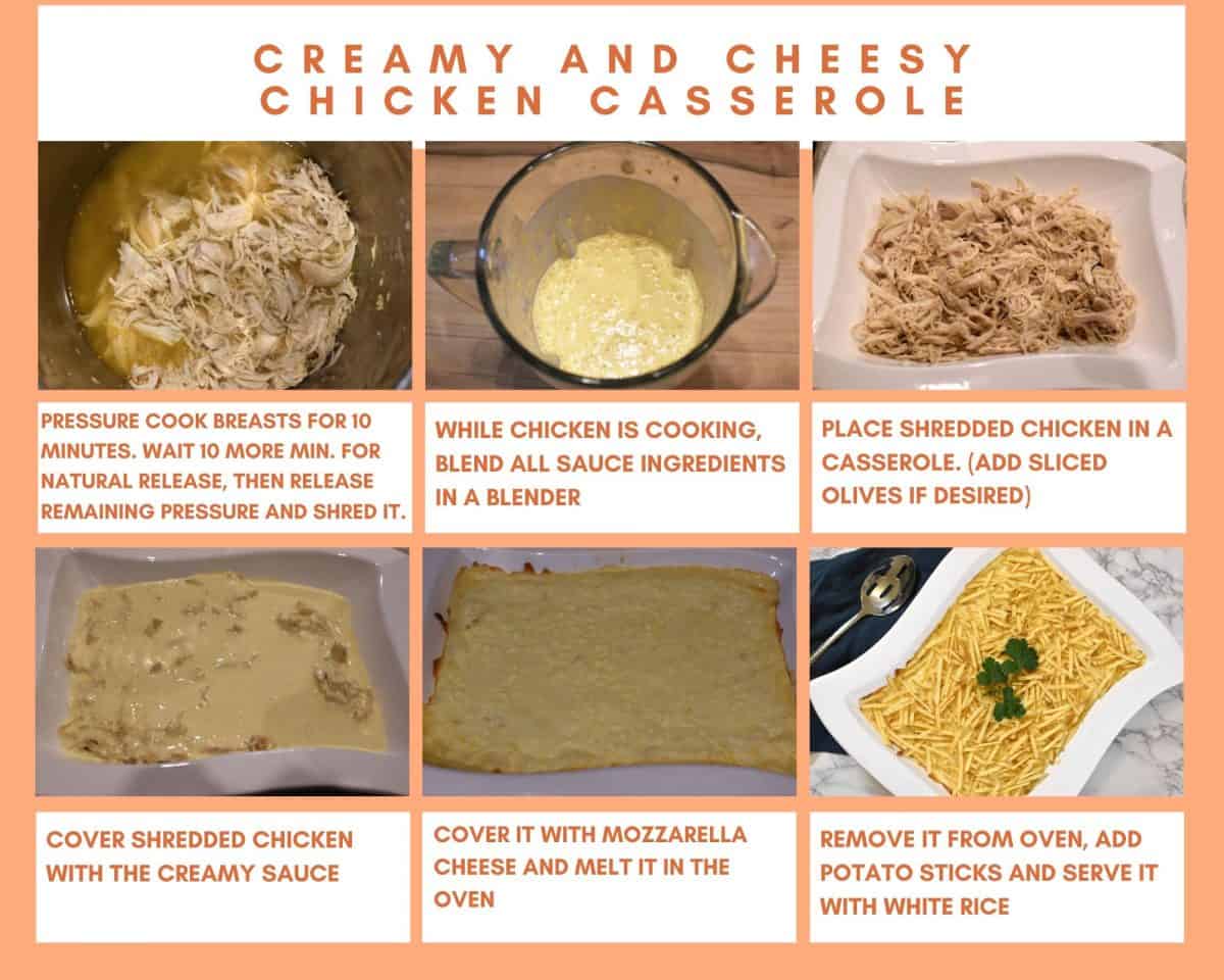 Step by step creamy and cheesy chicken casserole