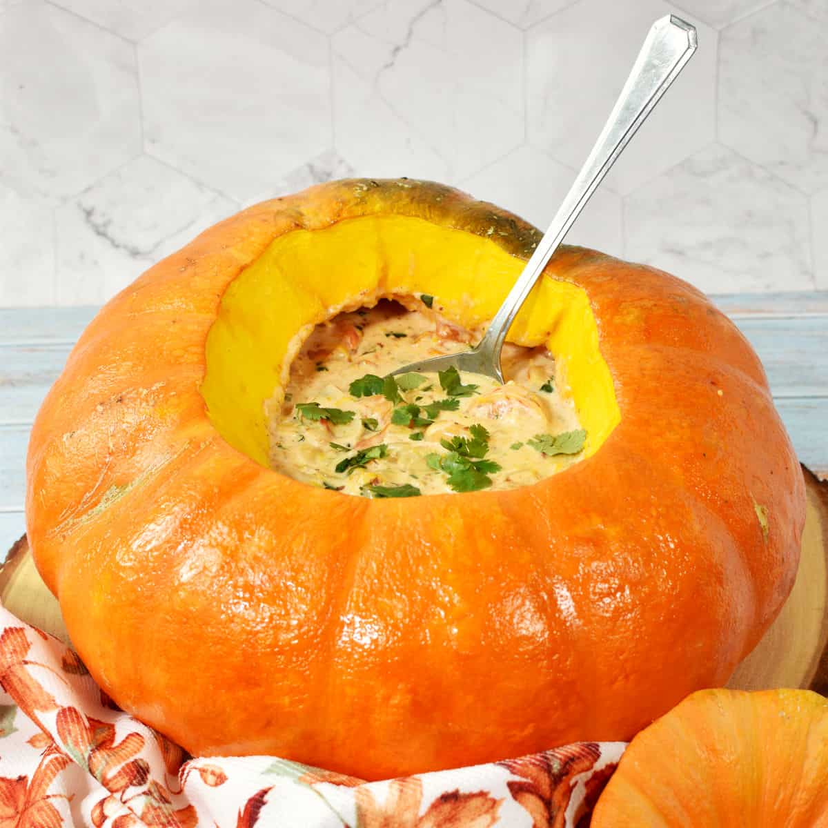 Camarão na Moranga (Shrimp Stuffed Pumpkin) - Simple Living Recipes