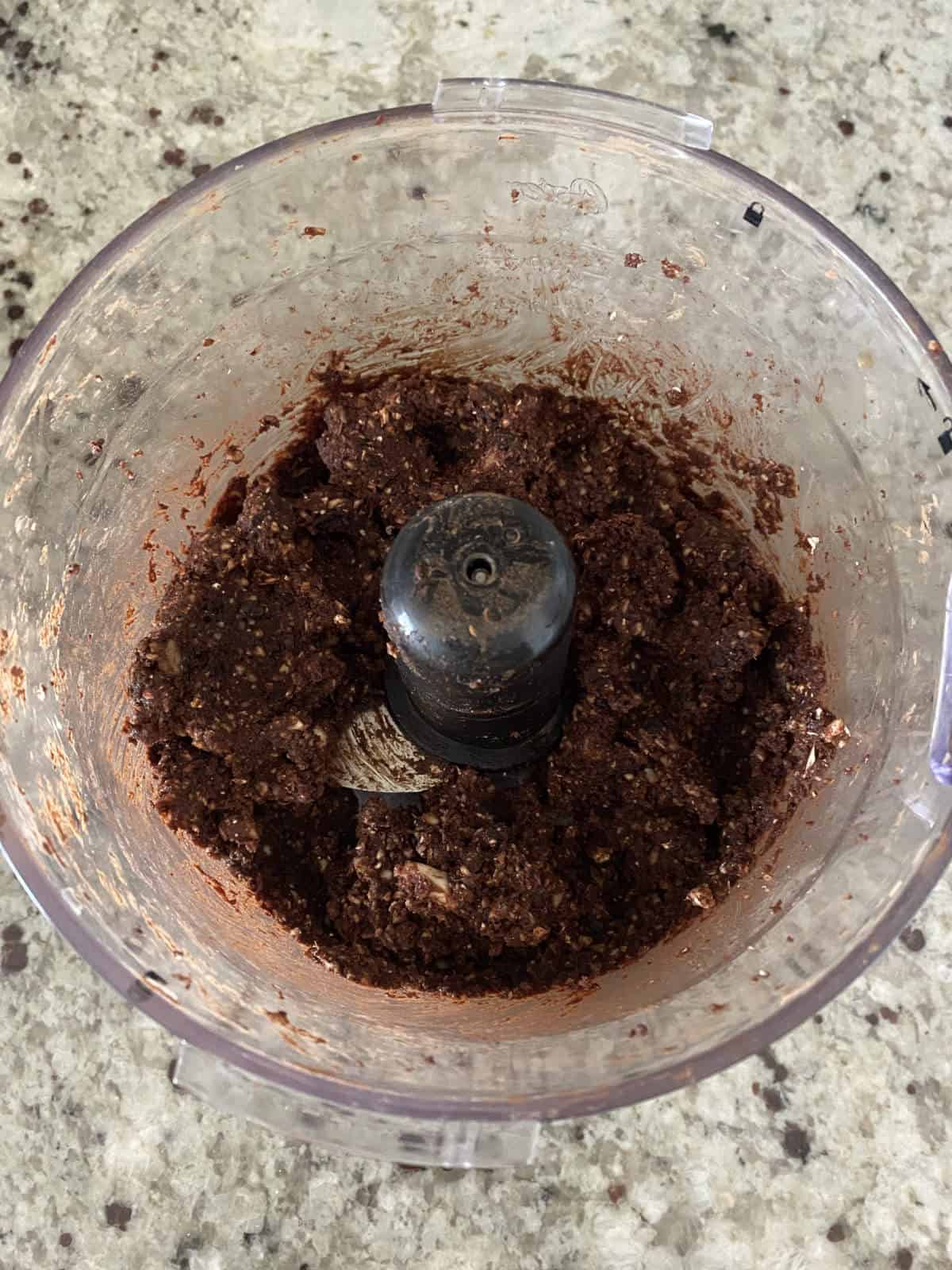 blended ingredients for the base of the healthy chocolate snack
