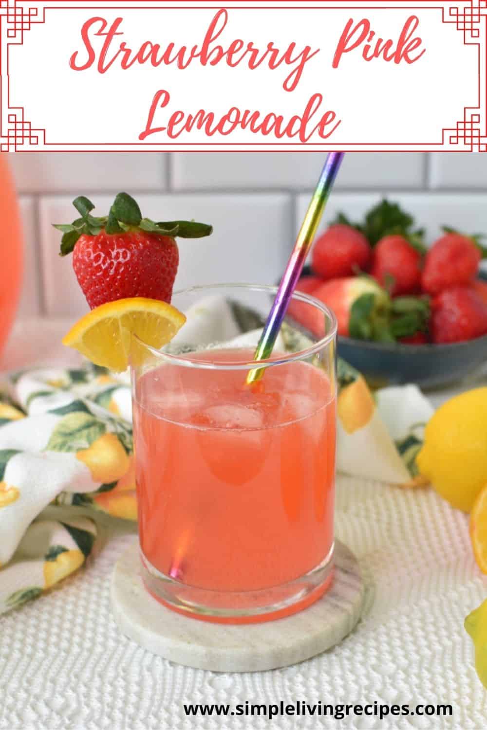 Strawberry pink lemonade pin for Pinterest.
