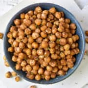 sautéed and seasoned chickpeas in a bowl