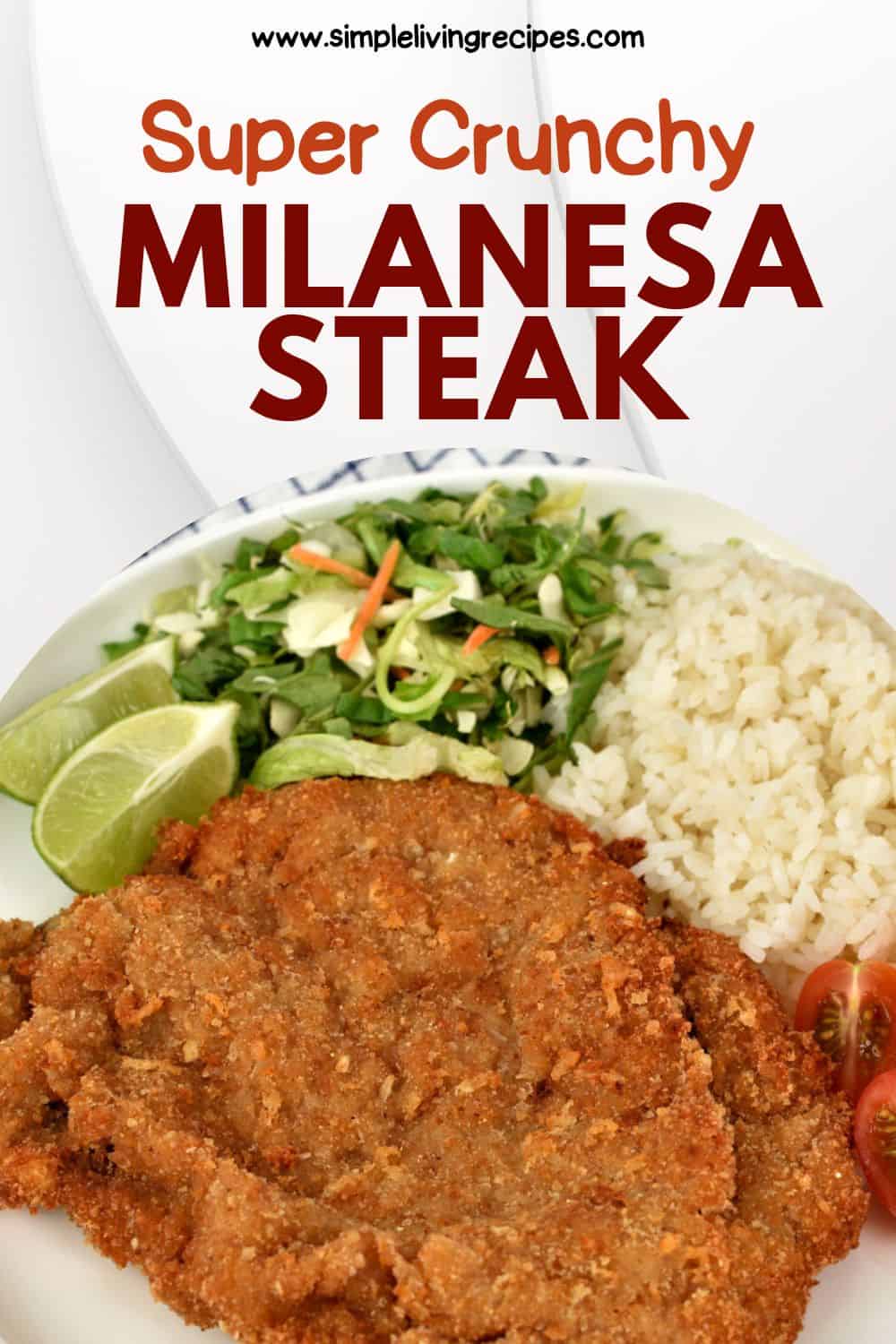 Milanesa steak image to pin in Pinterest.